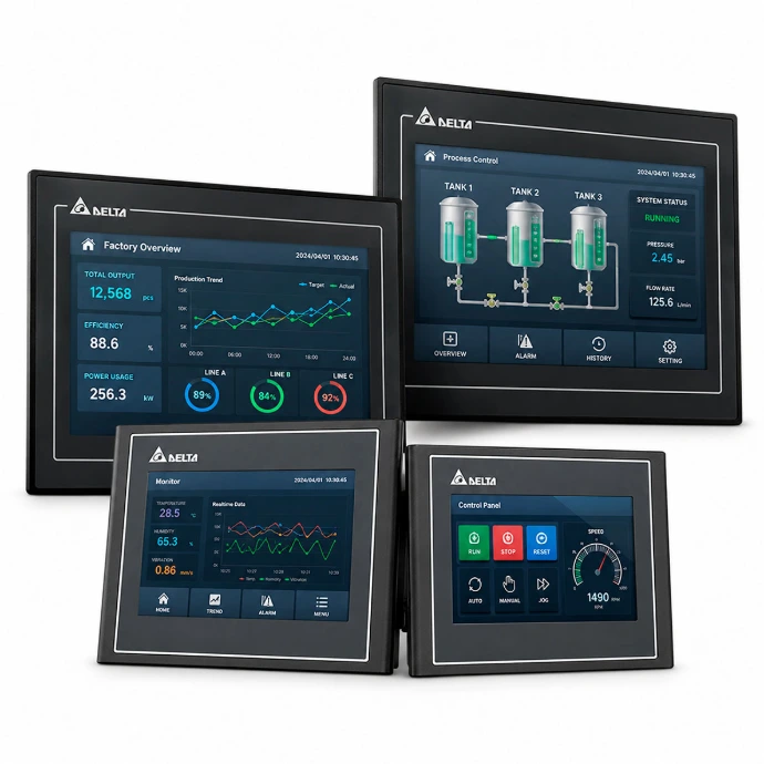 Pantallas HMI y paneles táctiles de operación Delta
